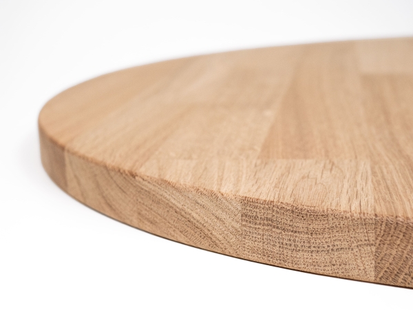 Round Tabletop Worktop Oak A/B, finger jointed lamellas, 26 mm, untreated